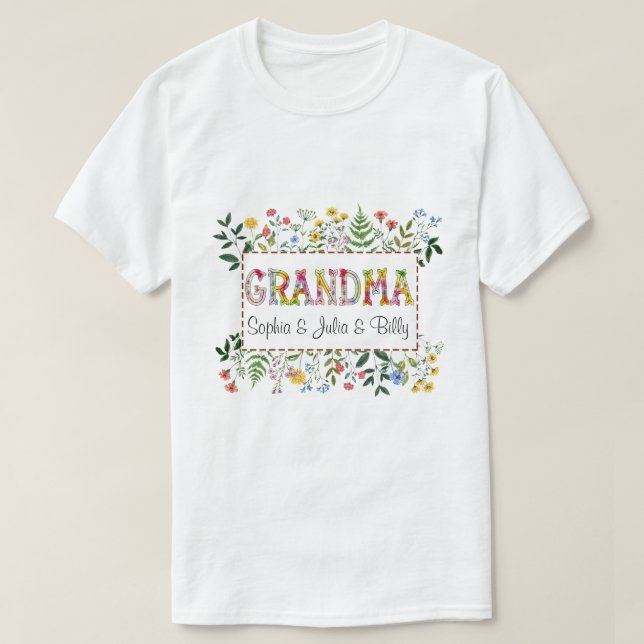 Camiseta Flores silvestres de la abuela personalizada del D (Diseño del anverso)