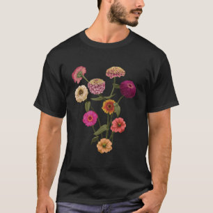 Camiseta Flores silvestres de Zinnia felices estilo pintado