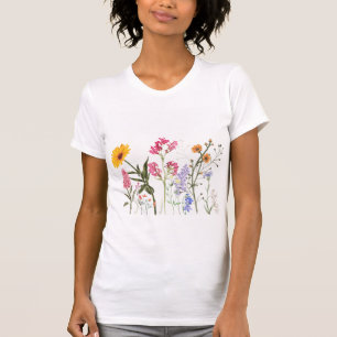 Camiseta Flores silvestres , Flora pastelera botánica vinta