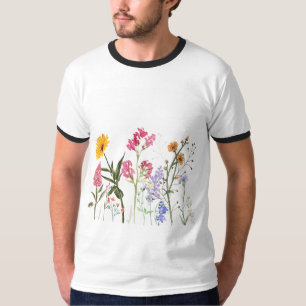 Camiseta Flores Silvestres, Floral Vintage Botánico Pastel