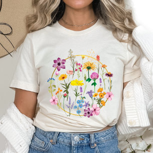 Camiseta Flores silvestres flores de presión botánica