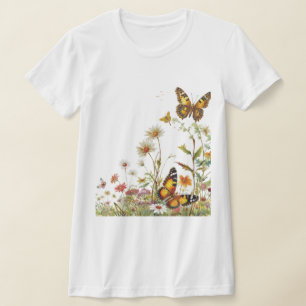 Camiseta Flores silvestres mariposas