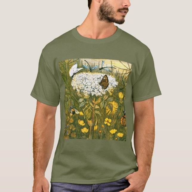 Camiseta Flores silvestres, mariposas, prados de estilo Art (Anverso)