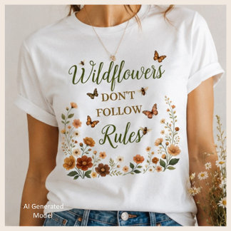 Camiseta Flores silvestres no siguen reglas Gráfico boho na