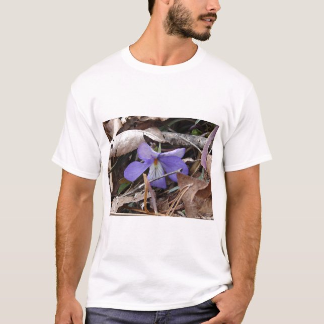 Camiseta Flores silvestres Pájaros Violeta de pies Terraza  (Anverso)