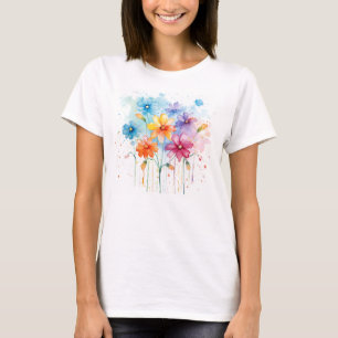 Camiseta Flores silvestres pintadas a mano