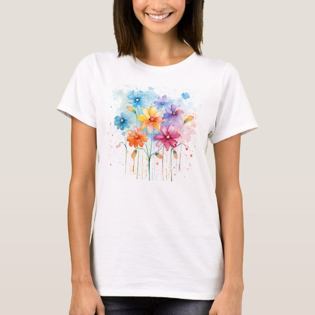 Camiseta Flores silvestres pintadas a mano (Anverso)