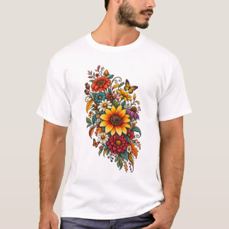 Camiseta Flores silvestres retro de otoño