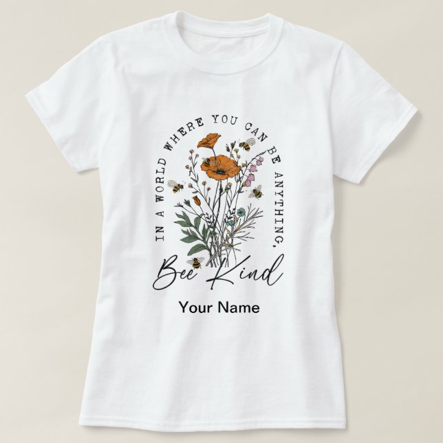 Camiseta Flores Silvestres y Abeja Vintage (Diseño del anverso)