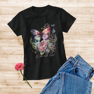 Camiseta Flores Silvestres Y Libres De Mariposa Floral Silv