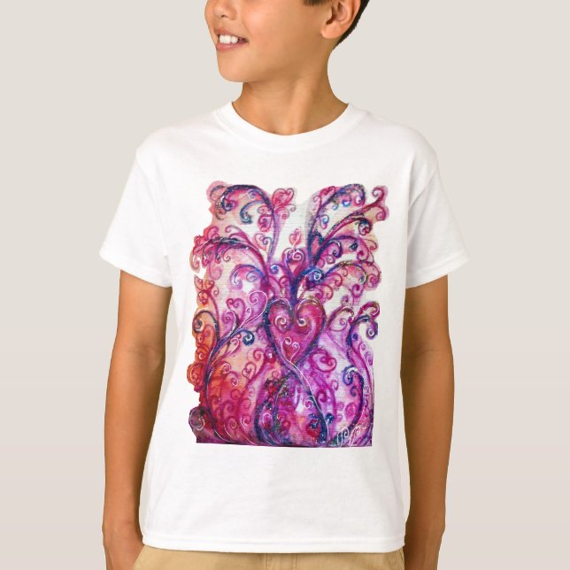Camiseta FLORES SIMILARES blanco morado brillante rosa (Anverso)