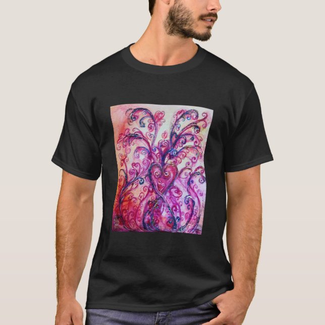 Camiseta FLORES SIMILARES blanco morado brillante rosa (Anverso)