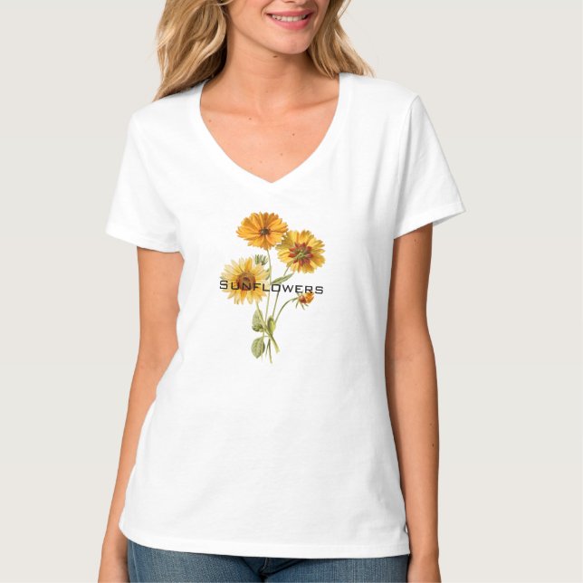 Camiseta Flores solares modernos acuarela elegante texto am (Anverso)
