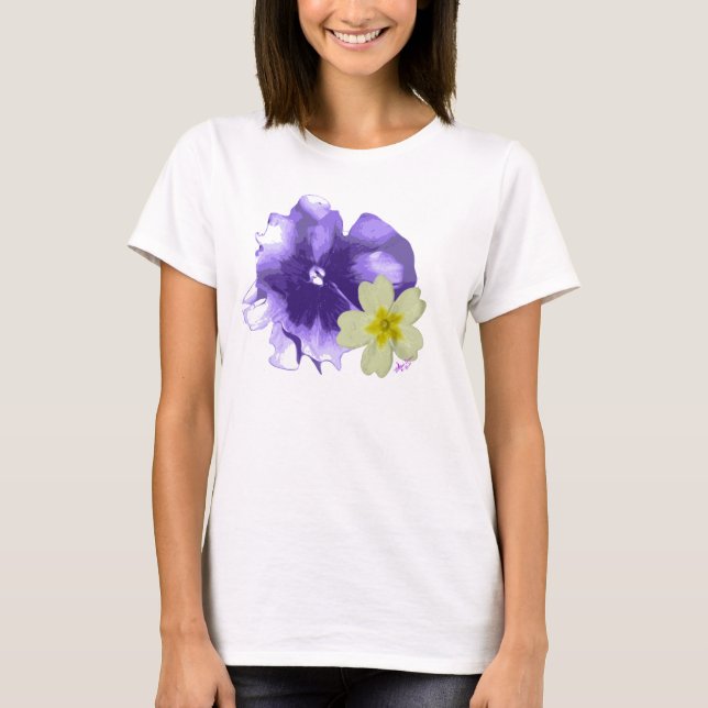 Camiseta Flores suaves moradas y amarillas Bella flor camis (Anverso)