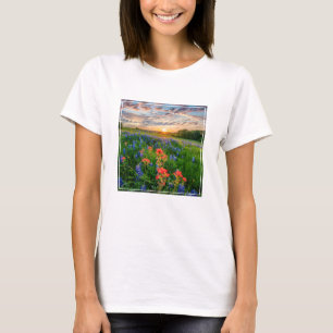 Camiseta Flores   Texas Bluebonnets y pincel indio