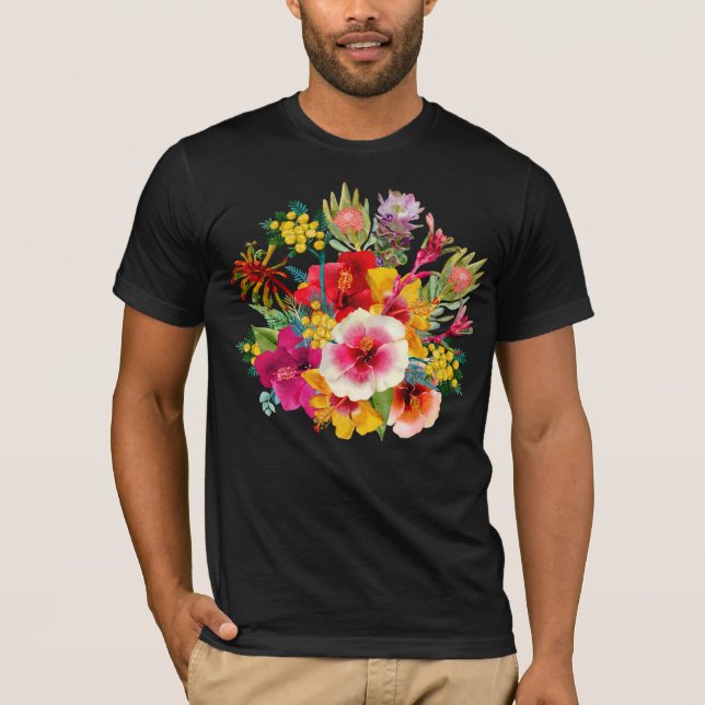 Camiseta Flores Tropicales Calientes (Anverso)