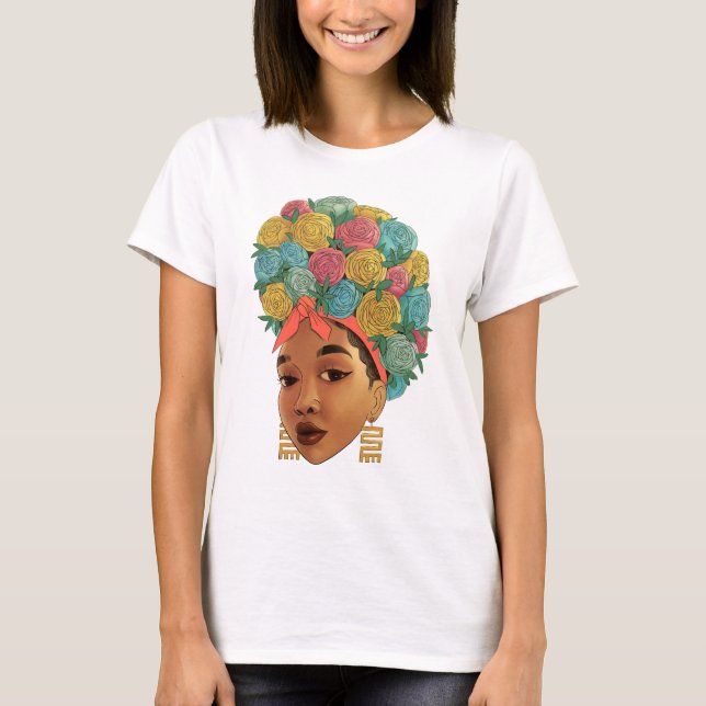 Camiseta Flores Tropicales Chica Caribeña (Anverso)