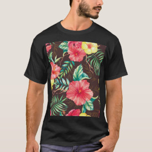 Camiseta Flores tropicales coloridas fondo oscuro