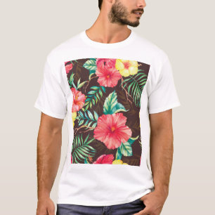 Camiseta Flores tropicales coloridas fondo oscuro