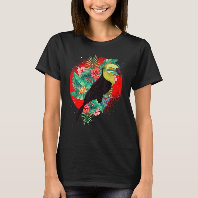 Camiseta Flores Tropicales De Aves De La Selva Tropical A (Anverso)