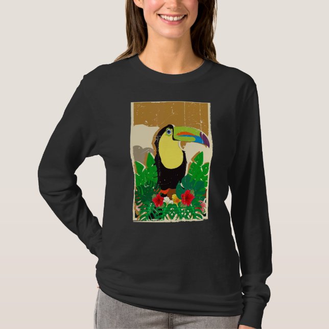Camiseta Flores Tropicales De Aves Lluvias Lluvias A (Anverso)