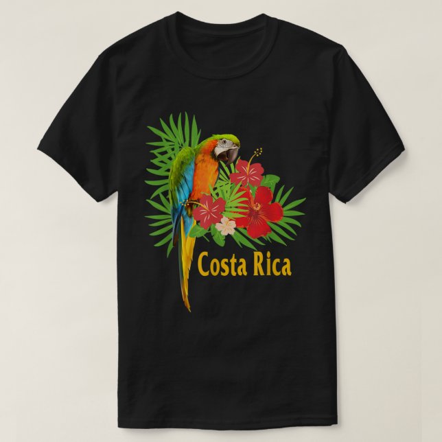 Camiseta Flores tropicales de loro de vacaciones de Costa R (Diseño del anverso)
