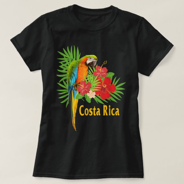 Camiseta Flores tropicales de loro de vacaciones de Costa R (Diseño del anverso)