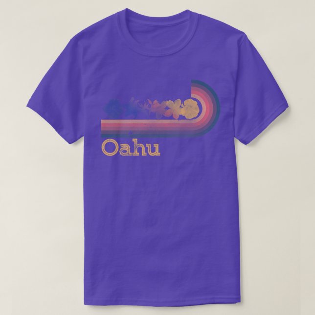 Camiseta Flores tropicales de Oahu estilo Surfing de los añ (Diseño del anverso)