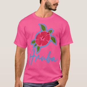 Camiseta Flores tropicales de tortuga marina Aruba 2022 Vac