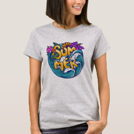 Camiseta Flores Tropicales De Verano Olas Del Océano Brilla