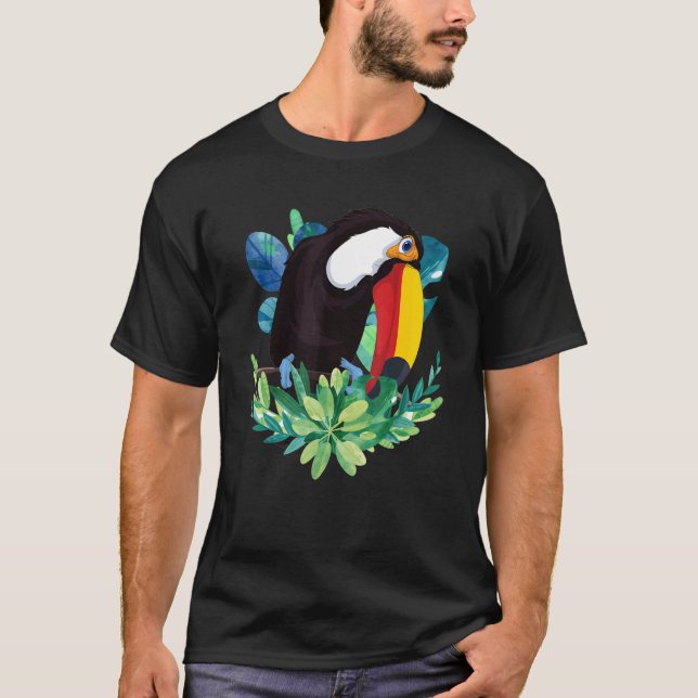 Camiseta Flores tropicales Exótica Animal Floral Toucan (Anverso)