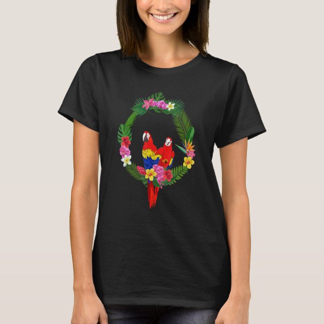 Camiseta Flores tropicales Loro de orujo de orejas (Anverso)