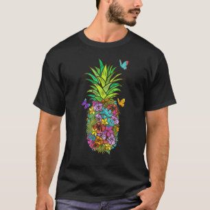 Camiseta Flores Tropicales Mariposas Piña