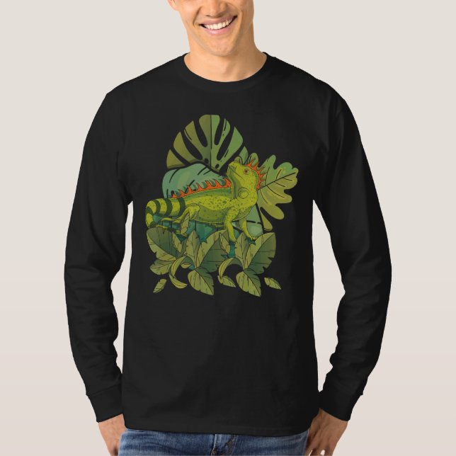 Camiseta Flores tropicales Mascota Reptile Lizard Iguana an (Anverso)