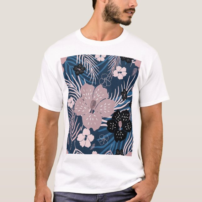 Camiseta Flores tropicales Palm Leaves Textura (Anverso)