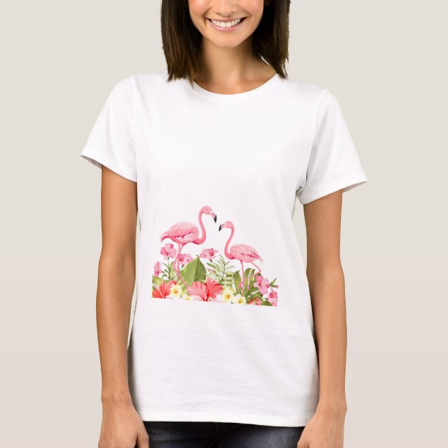 Camiseta Flores Tropicales Y Flamencos-32146 (Anverso)