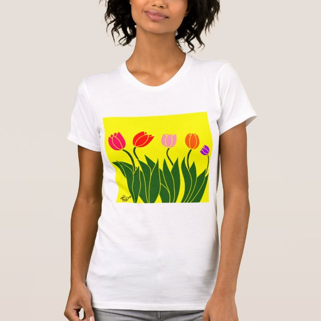 Camiseta flores tulipas coloridas (Anverso)