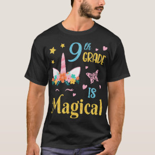 Camiseta Flores Unicornio Face 9° Grado Estudiantes Mágicos