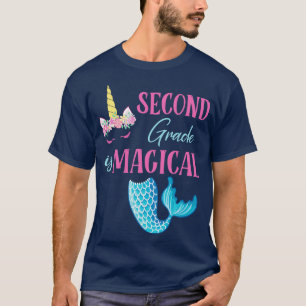 Camiseta Flores Unicornio Sirena de segundo grado mágico