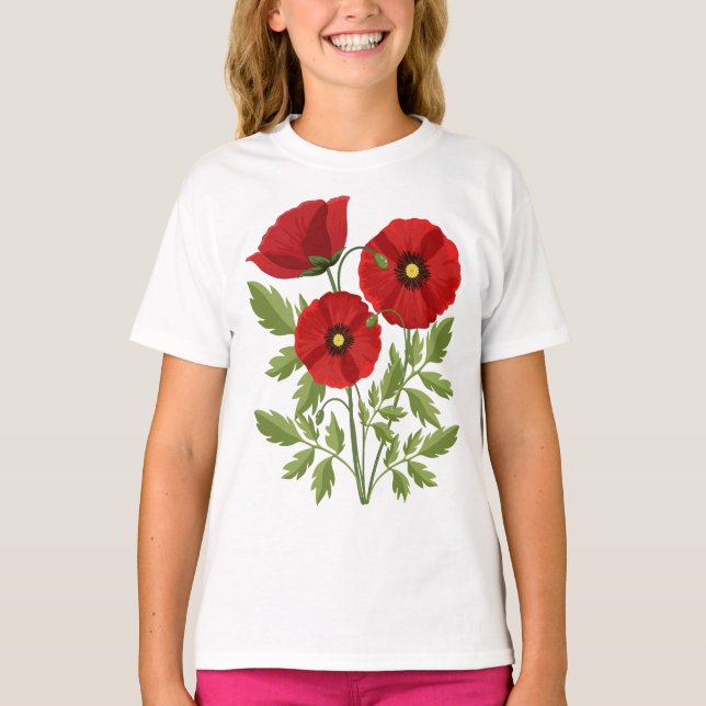 Camiseta Flores veraniegas alegres con adormidera (Anverso)