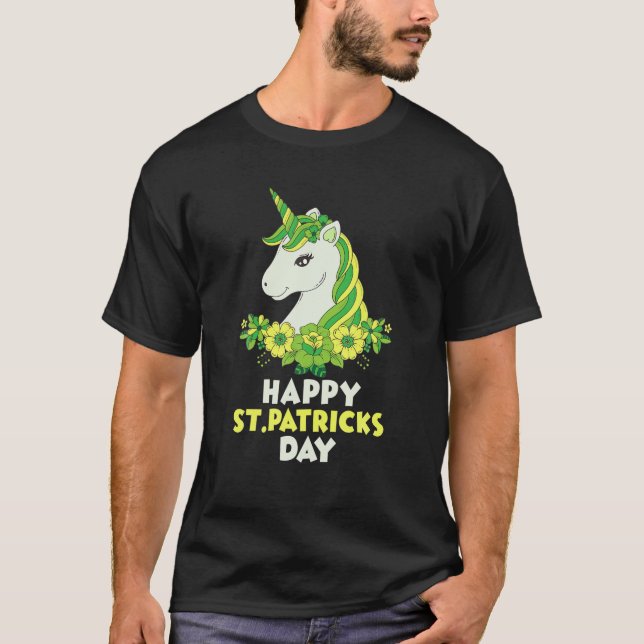 Camiseta Flores verdes de unicornio de unicornio (Anverso)