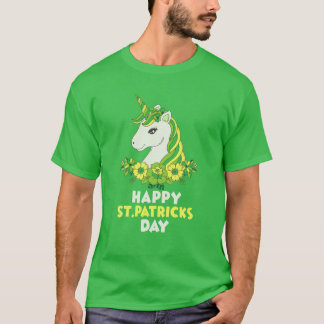 Camiseta Flores verdes de unicornio de unicornio