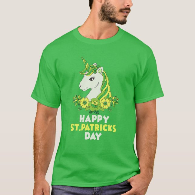 Camiseta Flores verdes de unicornio de unicornio (Anverso)