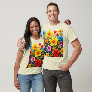 Camiseta Flores Vibrantes: Jardín de Alegría Arte