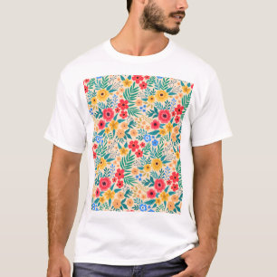 Camiseta Flores Vintage, Pequeñas Flores Coloridas.