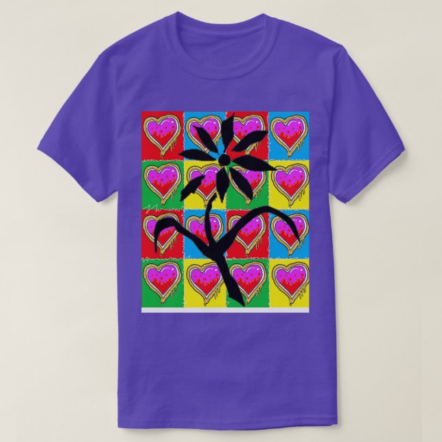 Camiseta flores y corazones (Diseño del anverso)