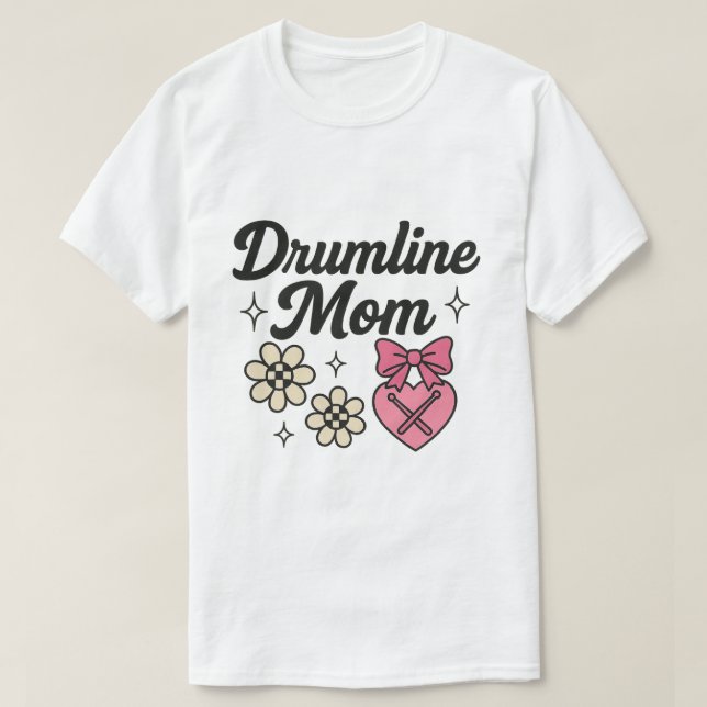 Camiseta : Flores y corazones de mamá de línea dura (Diseño del anverso)