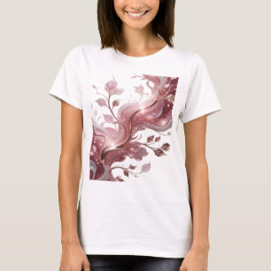 Camiseta Flores y hojas de plata llamativas Diseño moderno