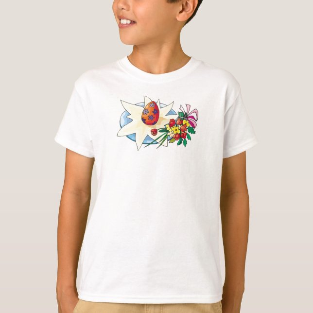 Camiseta Flores y huevos - (Anverso)