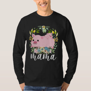 Camiseta Flores y Mamá Cerdo y Cerdito Mamá Animal Madre